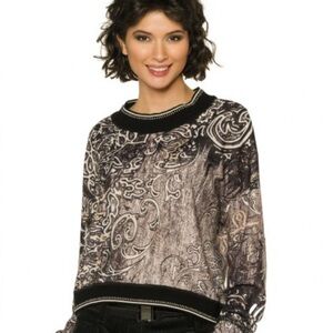 Beate Heymann black cream pullover paisley sweater NWT size 38